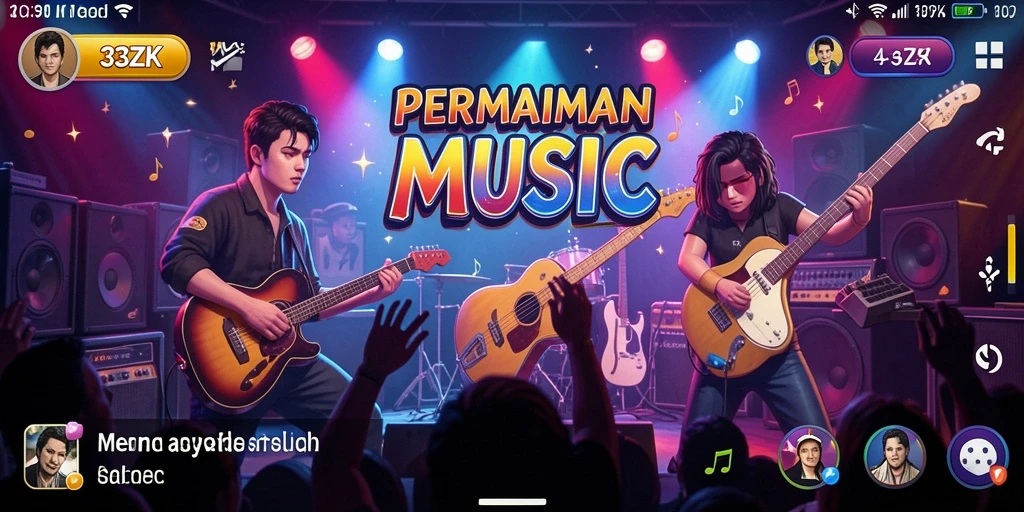 Screenshot utama 33ZK yang menampilkan gameplay musik yang menarik.