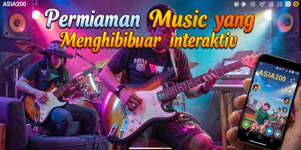 Tampilan gameplay ASIA200 dengan berbagai lagu dan tantangan musik.