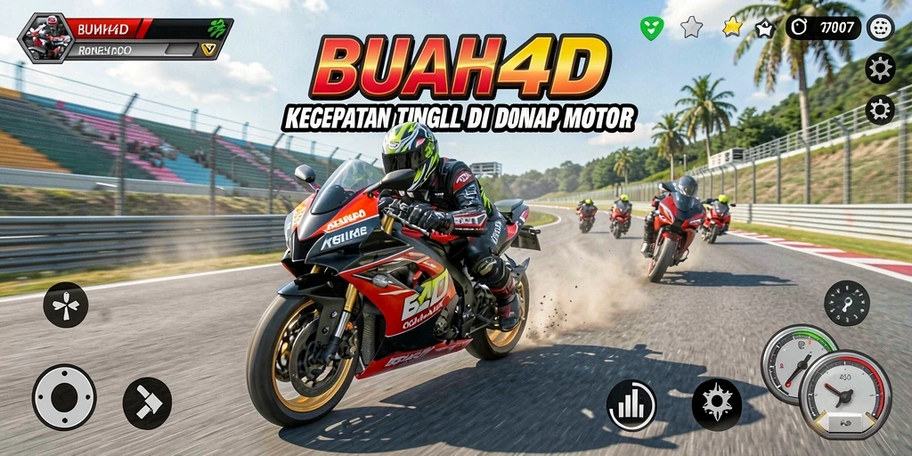 Screenshot BUAH4D menampilkan aksi balap motor yang mendebarkan.