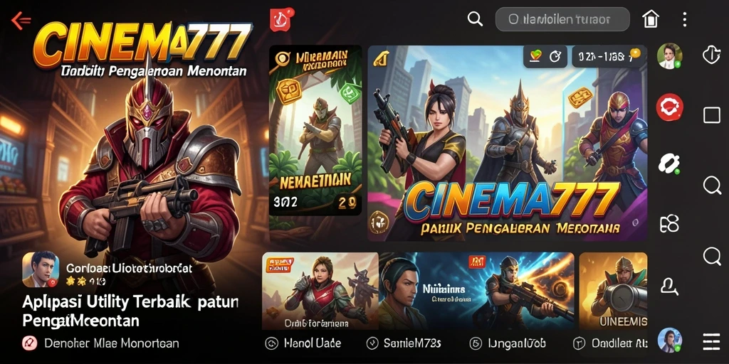 Tampilan utama aplikasi CINEMA777 dengan berbagai pilihan film.
