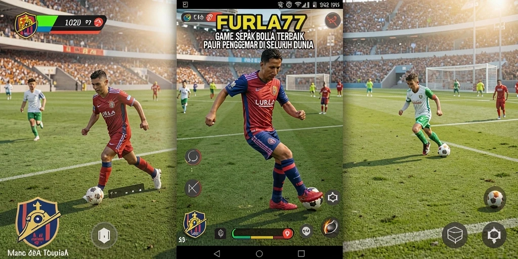 Screenshot gameplay utama FURLA77 dengan aksi sepak bola seru.
