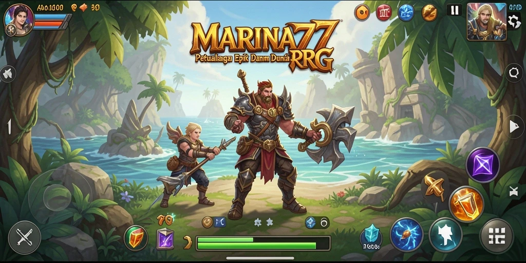Tampilan gameplay MARINA77 yang penuh aksi dan strategi RPG.