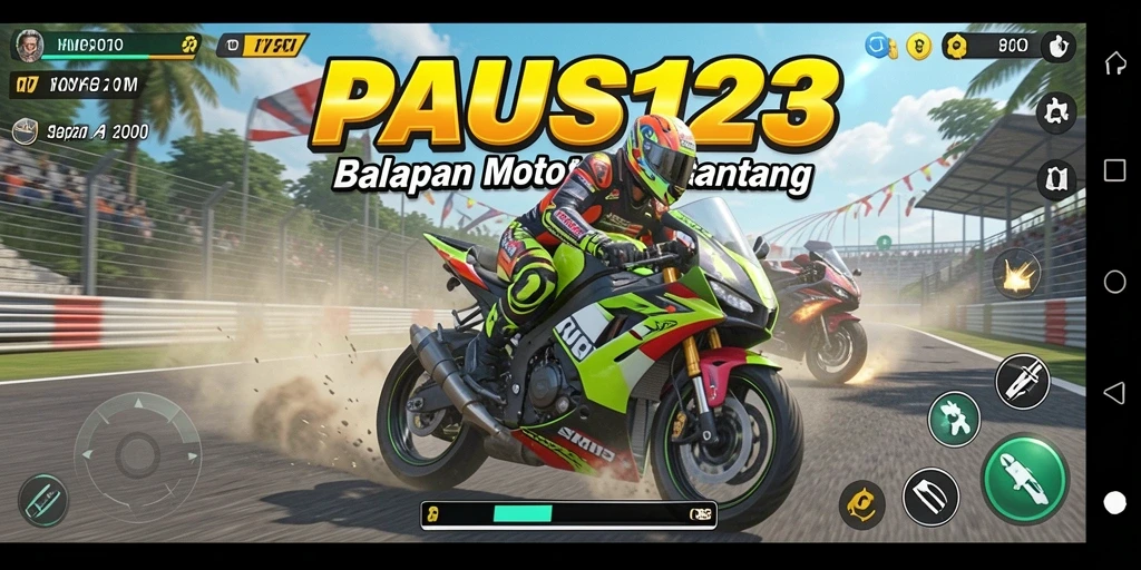 Tampilan gameplay seru dalam balapan motor yang menegangkan.