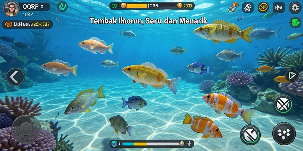 Screenshot gameplay QQRP dengan aksi menembak ikan yang seru.