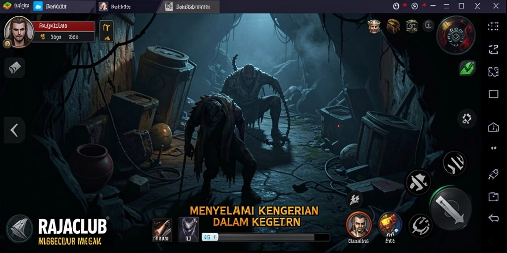 Tampilan menyeramkan dalam gameplay RAJACLUB yang penuh ketegangan.