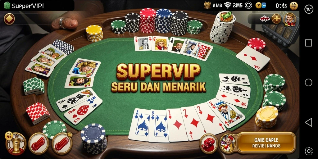 Tampilan gameplay seru dari SUPERVIP, game Gaple yang memikat.